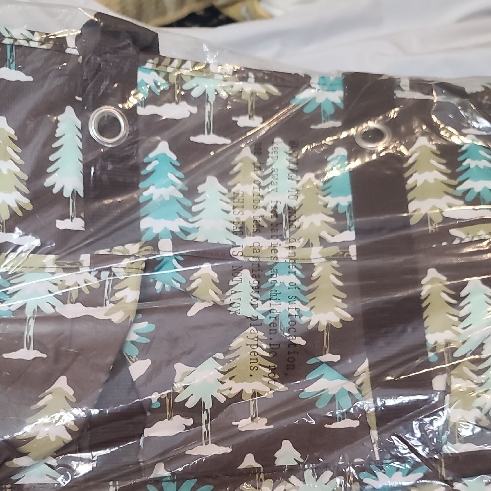 Brown and Teal Tree Print Tote Bag